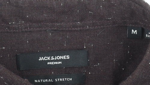 Jack & Jones Men's Brown Cotton Long Sleeve Button-Up Shirt M