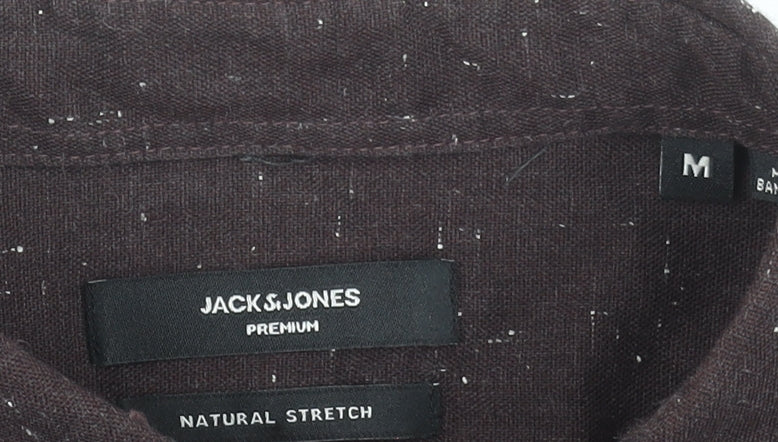 Jack & Jones Men's Brown Cotton Long Sleeve Button-Up Shirt M