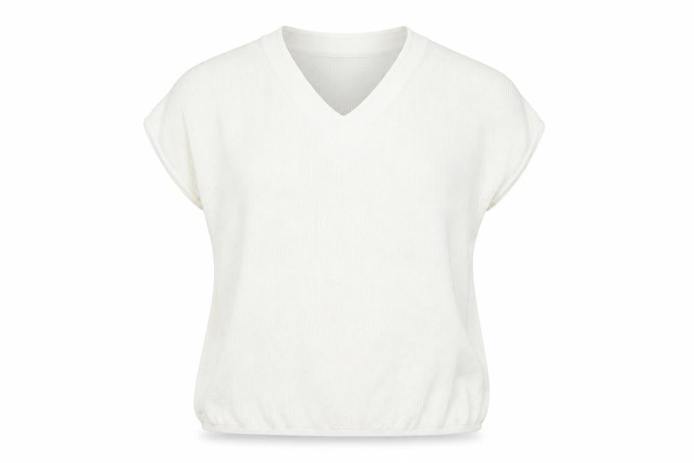 Paul Costelloe Women Cream V-Neck Short Sleeve Jumper Size L Viscose Blend