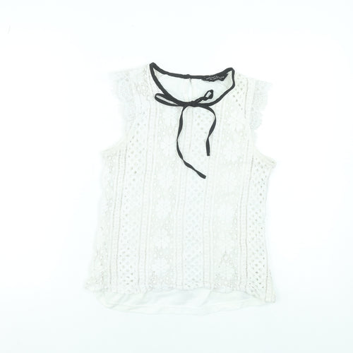 Dorothy Perkins Women's Ivory Lace Sleeveless Blouse Size 14