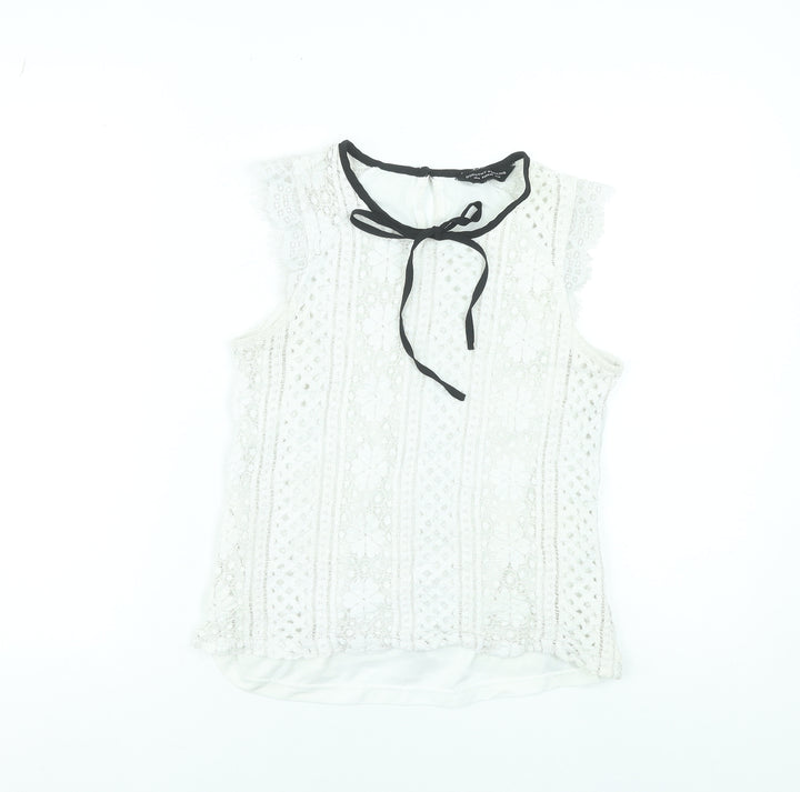Dorothy Perkins Women's Ivory Lace Sleeveless Blouse Size 14