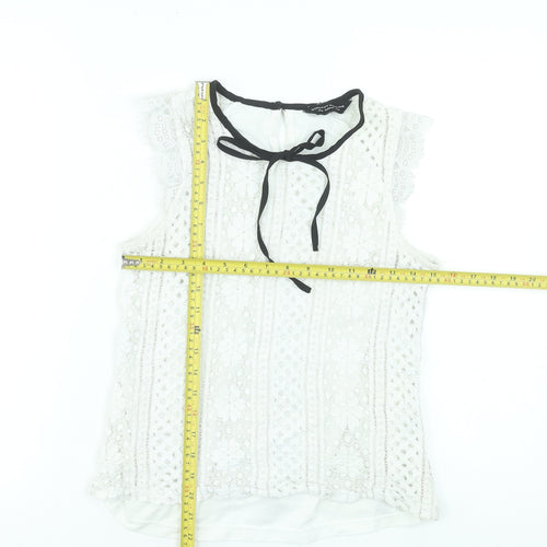 Dorothy Perkins Women's Ivory Lace Sleeveless Blouse Size 14