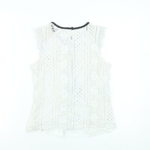 Dorothy Perkins Women's Ivory Lace Sleeveless Blouse Size 14