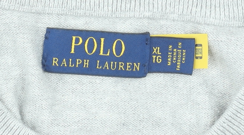 Polo Ralph Lauren Men's Grey XL Cotton Cashmere Crew Neck Jumper