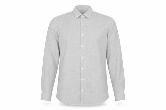 Angelo Litrico Men's Grey Polka Dot Long Sleeve Dress Shirt L 41-42