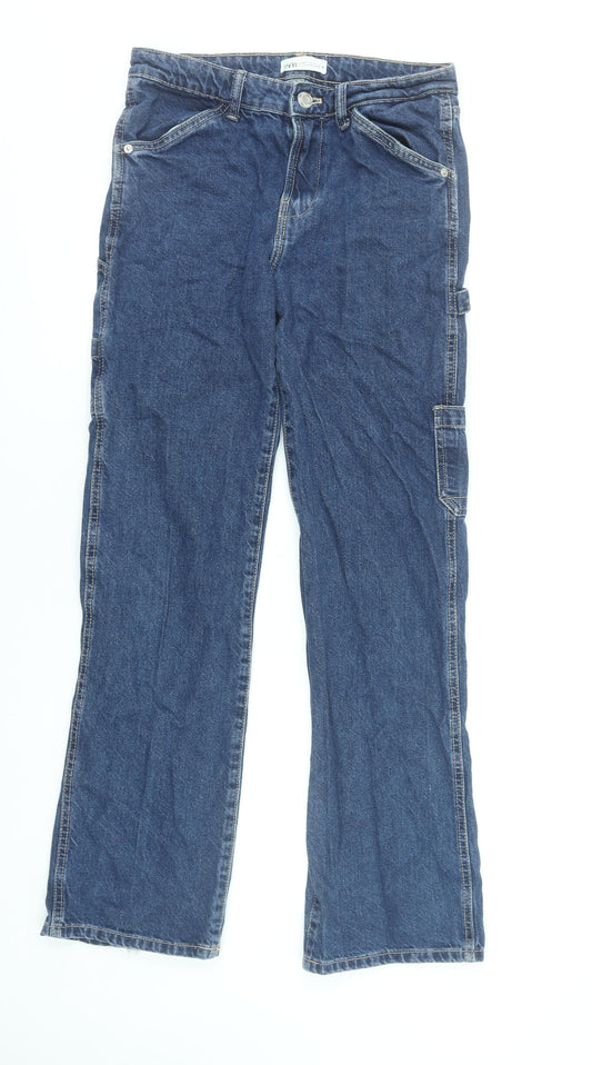 Zara Women Blue Straight Leg Denim Jeans Size 8