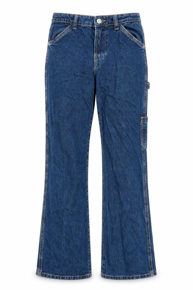 Front view of Zara Women Blue Straight Leg Denim Jeans, size 8