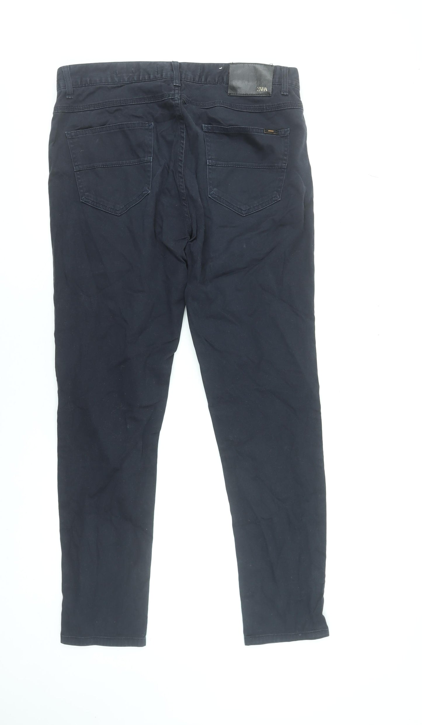 Zara Men Black Slim Fit Chino Trousers Size 34 Cotton Blend