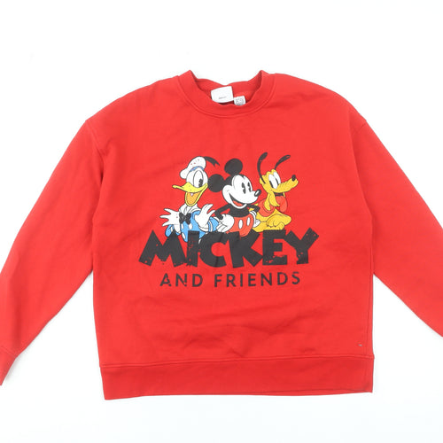 Disney Women’s Red Mickey & Friends Sweatshirt UK 10/12 Small