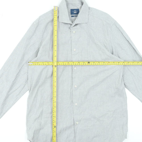 Moss 1851 Men's Grey Tailored Fit 16in Dress Shirt 100% Cotton
