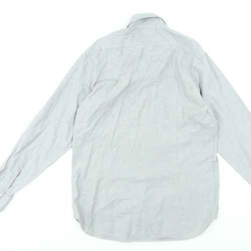 Moss 1851 Men's Grey Tailored Fit 16in Dress Shirt 100% Cotton