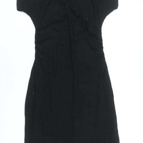 H&M Women’s Black Bodycon Knee Length Dress Size L Viscose Blend