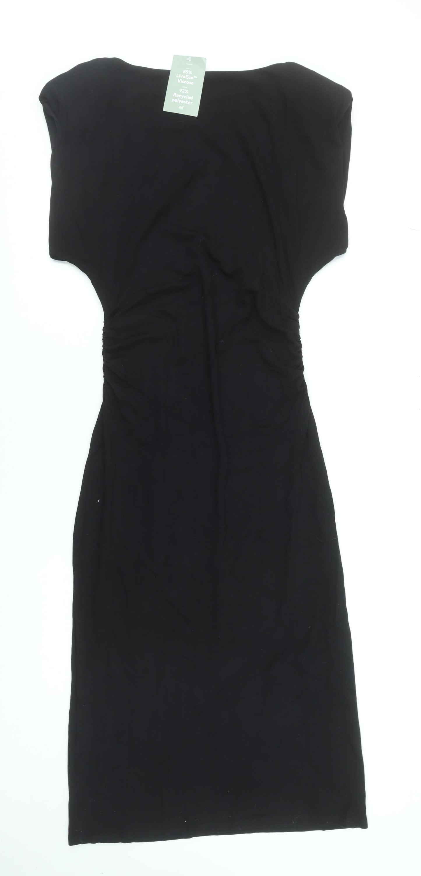 H&M Women’s Black Bodycon Knee Length Dress Size L Viscose Blend
