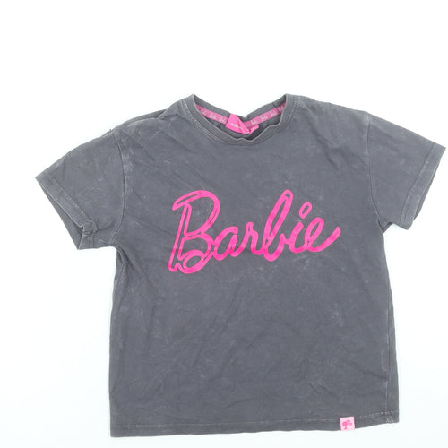Barbie Girls Grey Logo Graphic Short Sleeve Cotton T-Shirt 7-8 Years
