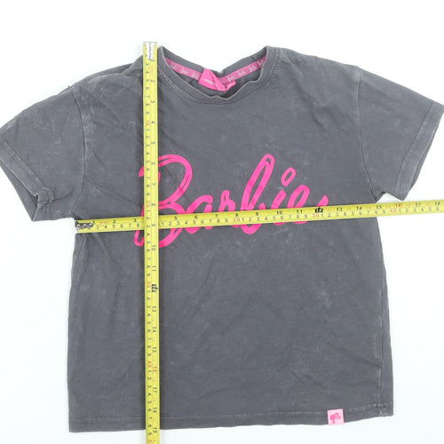 Barbie Girls Grey Logo Graphic Short Sleeve Cotton T-Shirt 7-8 Years