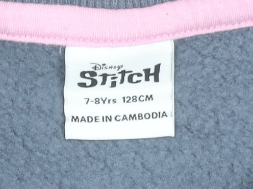 Disney Girls Grey Stitch Sweatshirt 7-8 Years Pullover Fleece Jumper