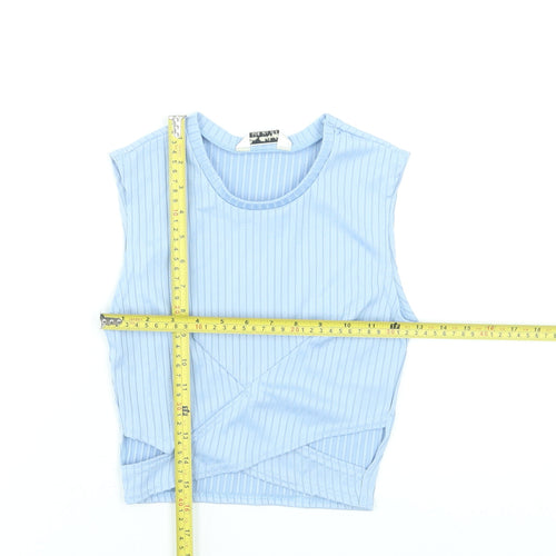 Miss Selfridge Women’s Blue Cropped Striped Tank Top Size 10