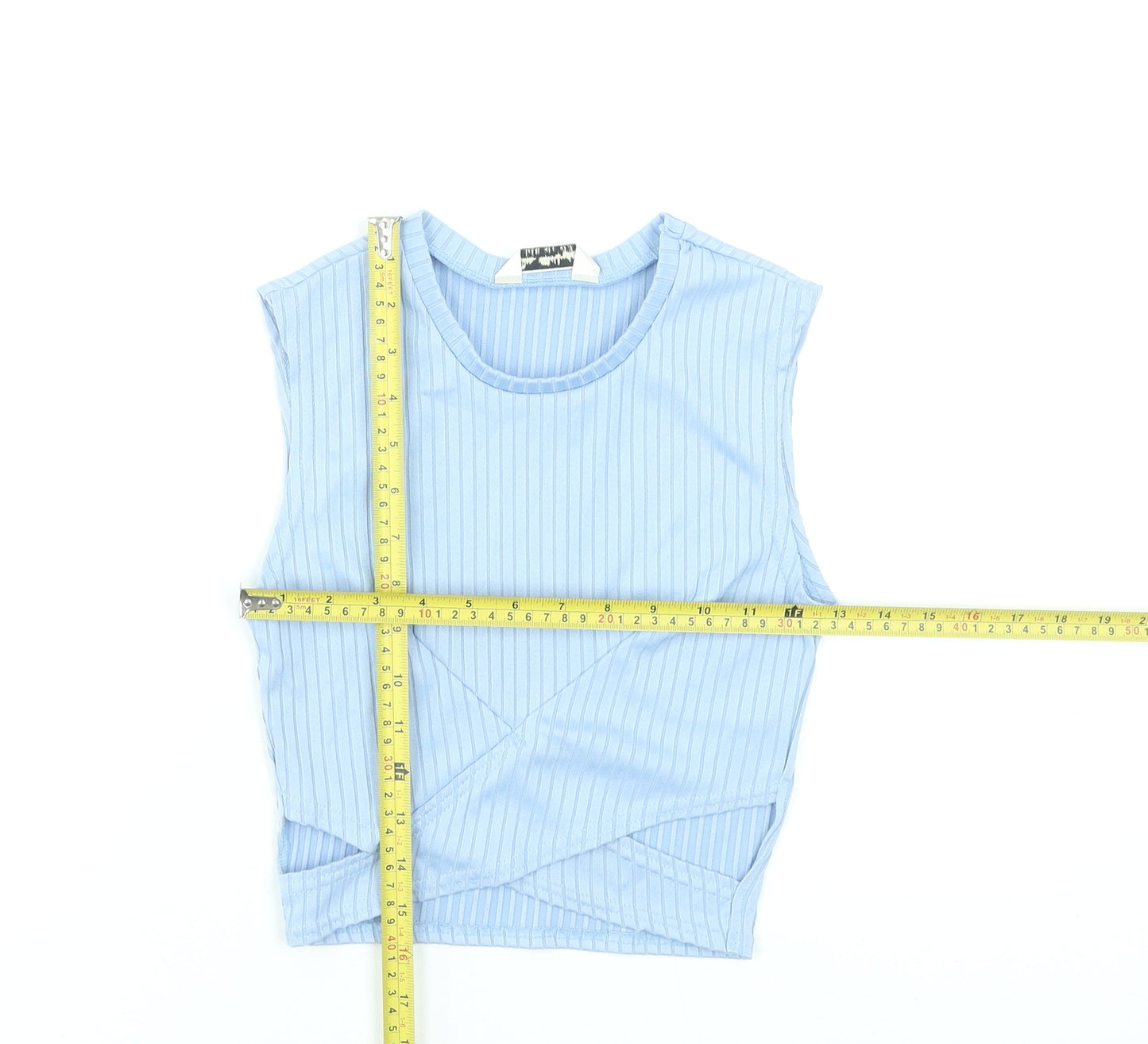 Miss Selfridge Women’s Blue Cropped Striped Tank Top Size 10
