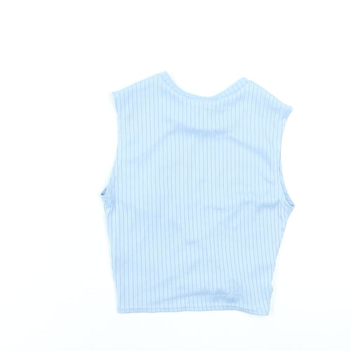 Miss Selfridge Women’s Blue Cropped Striped Tank Top Size 10
