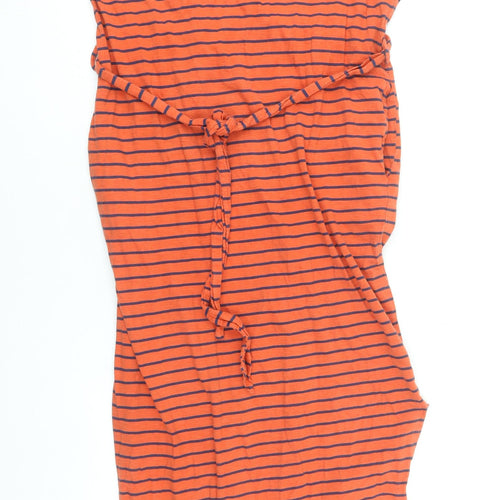 Next Women Orange Striped Cotton T-Shirt Dress Size 10