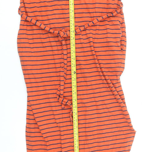 Next Women Orange Striped Cotton T-Shirt Dress Size 10