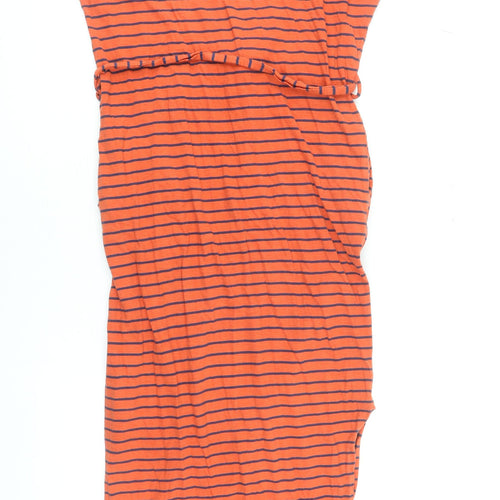 Next Women Orange Striped Cotton T-Shirt Dress Size 10
