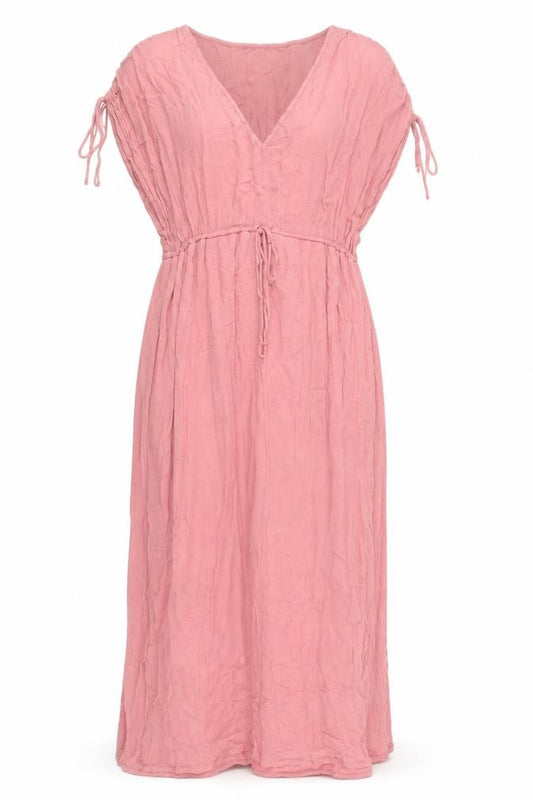 Front view of River Island Women’s Pink Viscose Midi Kaftan Dress, size UK 10