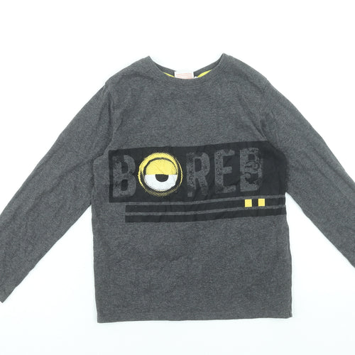 Despicable Me Boys Grey Long Sleeve T-Shirt 9-10 Years Graphic Print Cotton Blend