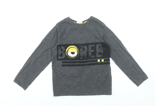 Despicable Me Boys Grey Long Sleeve T-Shirt 9-10 Years Graphic Print Cotton Blend