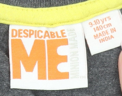 Despicable Me Boys Grey Long Sleeve T-Shirt 9-10 Years Graphic Print Cotton Blend