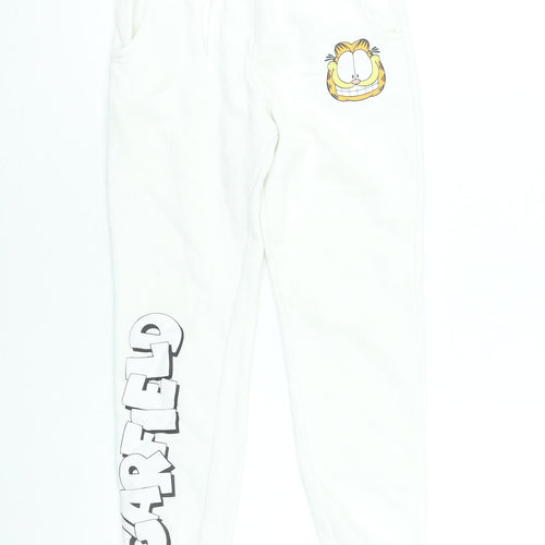 Garfield White Girls Sweatpants 8-9 Years Cotton Blend Joggers