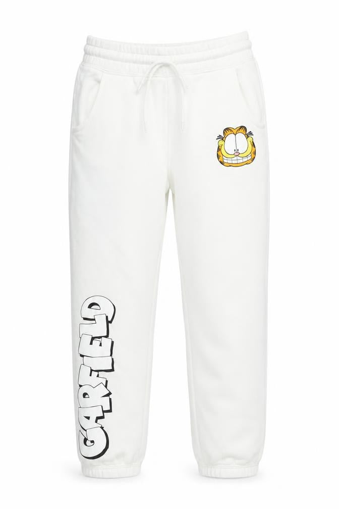 Garfield White Girls Sweatpants 8-9 Years Cotton Blend Joggers