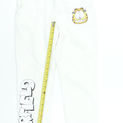 Garfield White Girls Sweatpants 8-9 Years Cotton Blend Joggers