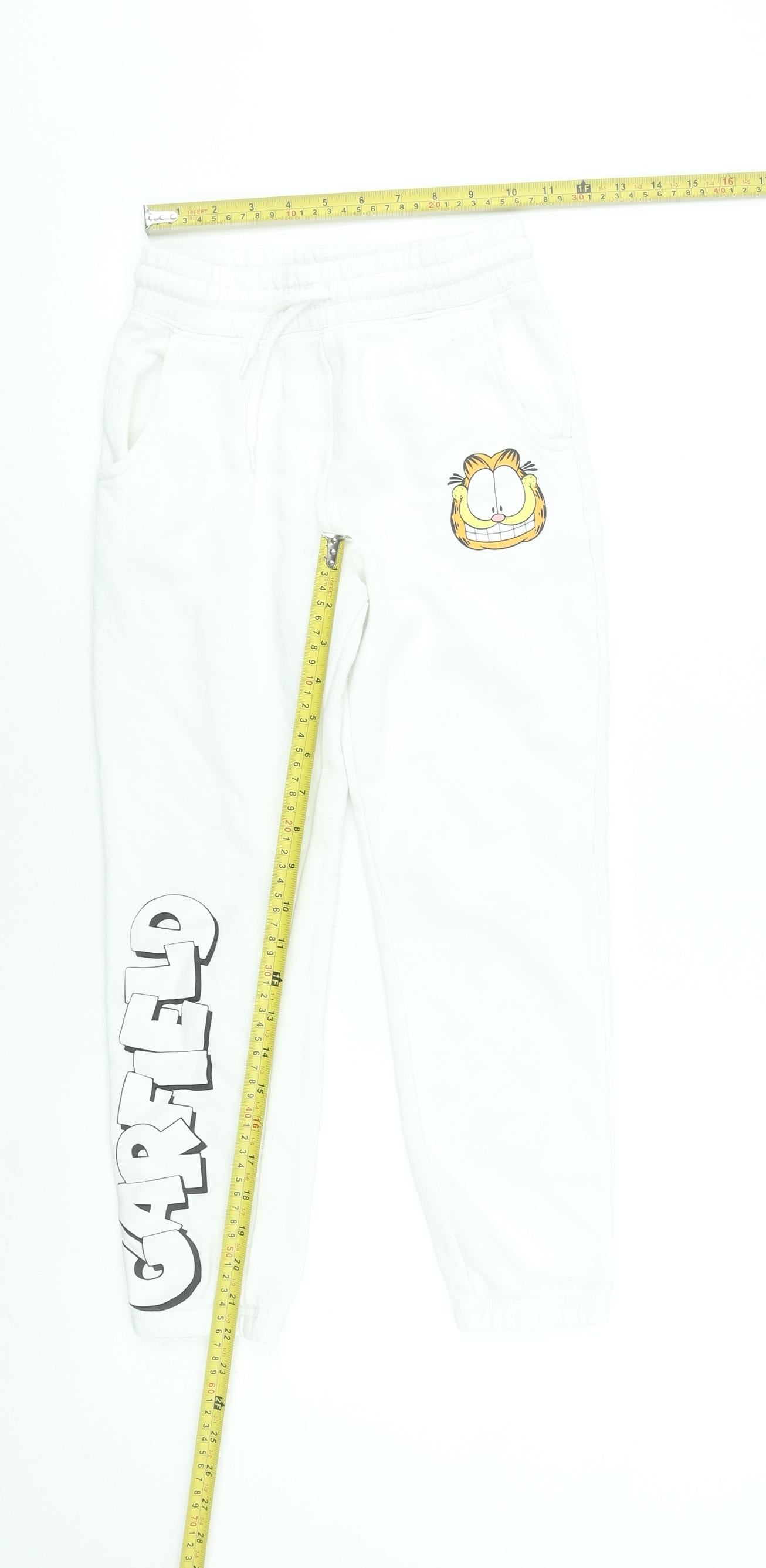 Garfield White Girls Sweatpants 8-9 Years Cotton Blend Joggers