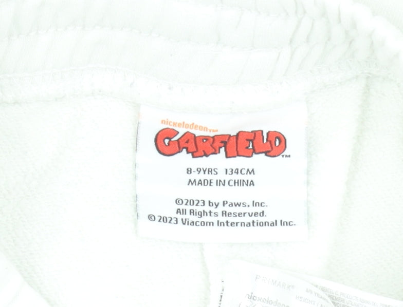 Garfield White Girls Sweatpants 8-9 Years Cotton Blend Joggers