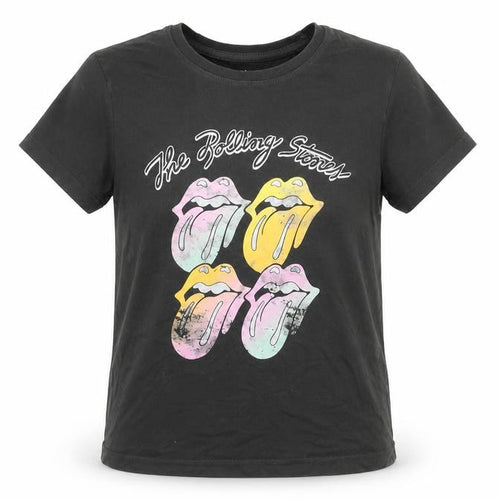 The Rolling Stones Girls Black Graphic Band T-Shirt 8-9 Years Cotton