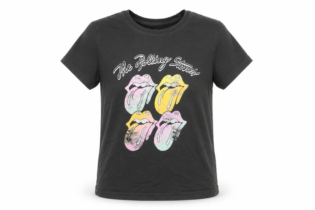 The Rolling Stones Girls Black Graphic Band T-Shirt 8-9 Years Cotton