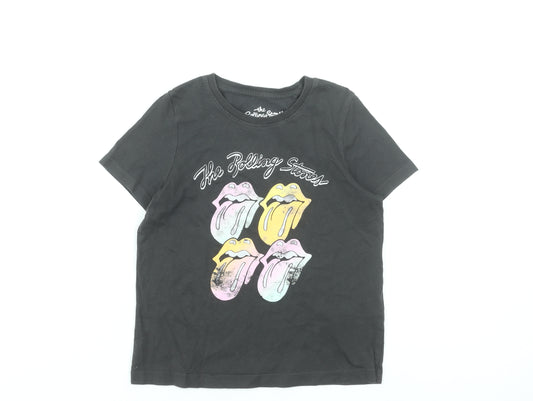 The Rolling Stones Girls Black Graphic Band T-Shirt 8-9 Years 100% Cotton