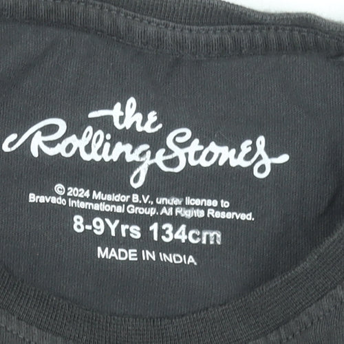 The Rolling Stones Girls Black Graphic Band T-Shirt 8-9 Years 100% Cotton