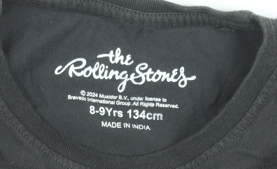 The Rolling Stones Girls Black Graphic Band T-Shirt 8-9 Years 100% Cotton