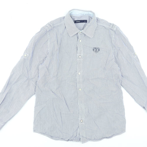 Diesel Men's Blue Striped Long Sleeve Cotton Button-Up Shirt L