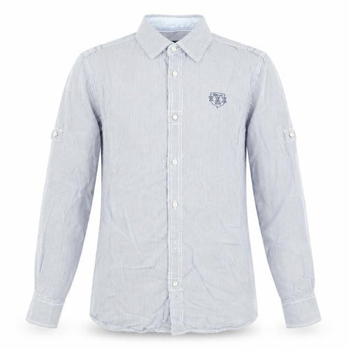 Diesel Men's Blue Striped Long Sleeve Cotton Button-Up Shirt L