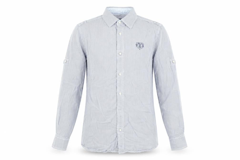 Diesel Men's Blue Striped Long Sleeve Cotton Button-Up Shirt L