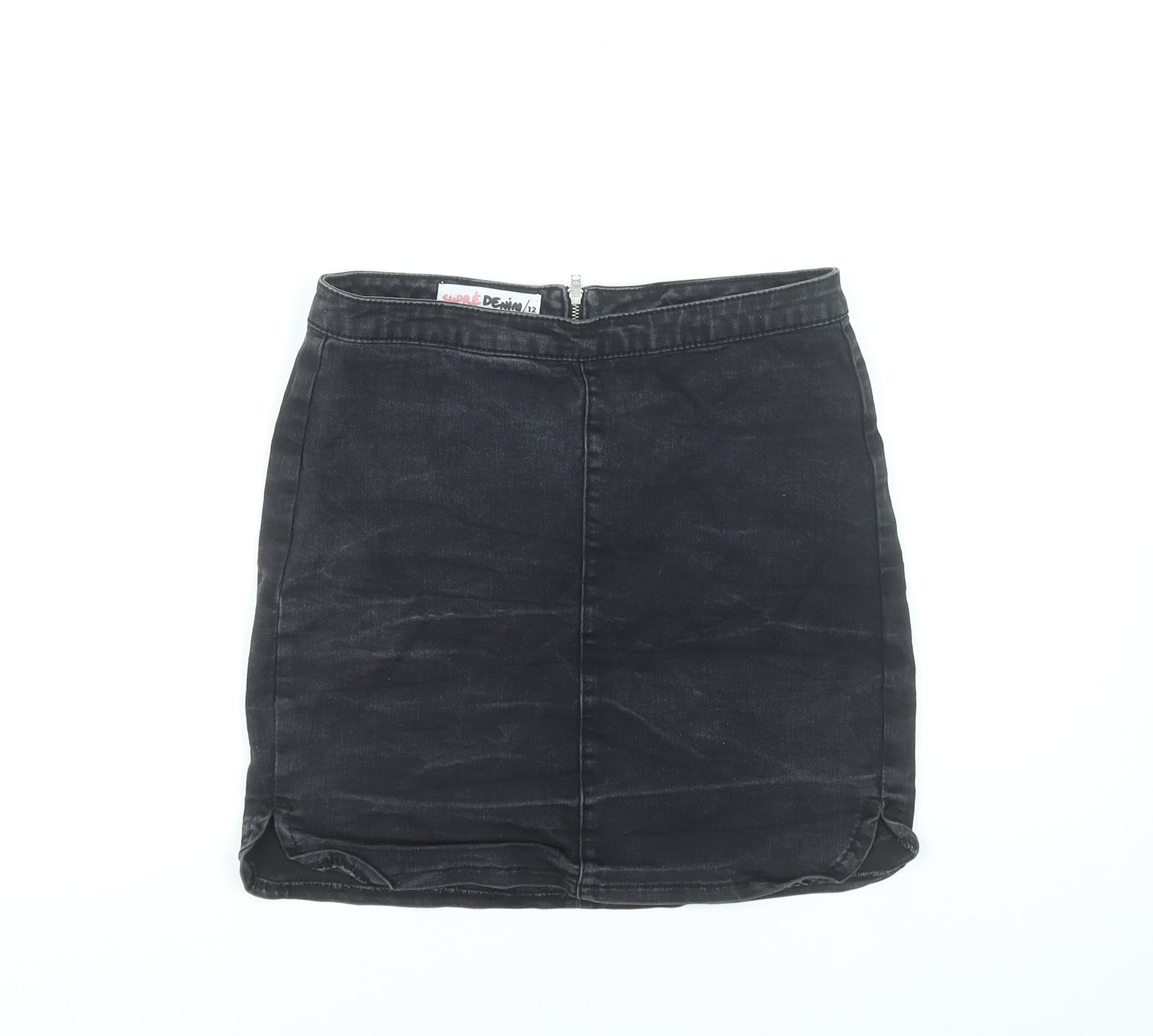 Supré Women’s Black Denim Pencil Skirt Size 12 Stretch Zip Casual