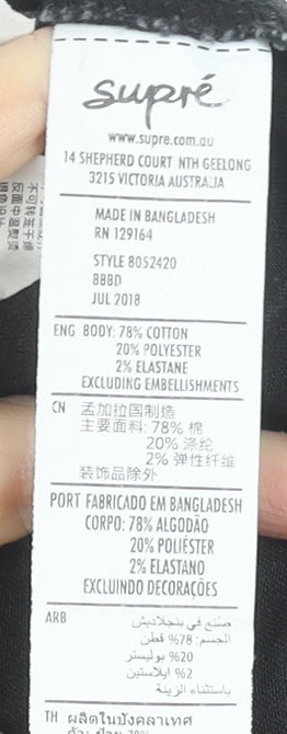 Supré Women’s Black Denim Pencil Skirt Size 12 Stretch Zip Casual