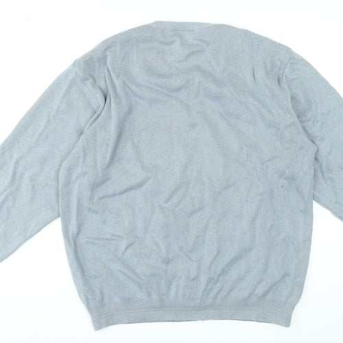 Baileys Mens Grey V-Neck Geometric Cotton Acrylic Jumper L