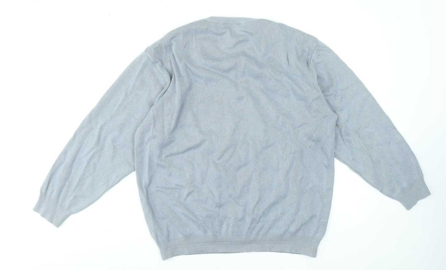 Baileys Mens Grey V-Neck Geometric Cotton Acrylic Jumper L