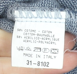 Baileys Mens Grey V-Neck Geometric Cotton Acrylic Jumper L