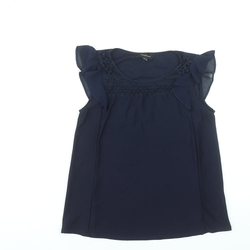 Atmosphere Women's Navy Blue Sleeveless Blouse UK 8 Lace Detail