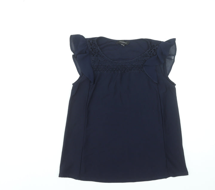 Atmosphere Women's Navy Blue Sleeveless Blouse UK 8 Lace Detail